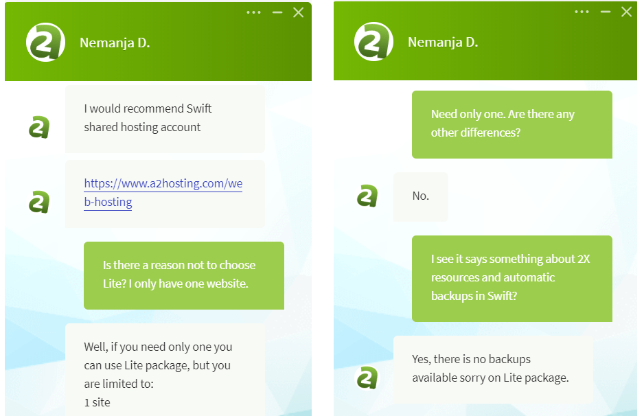 A2 Hosting support
